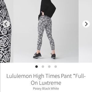 Lululemon High Times Pant Posey Black White sz4